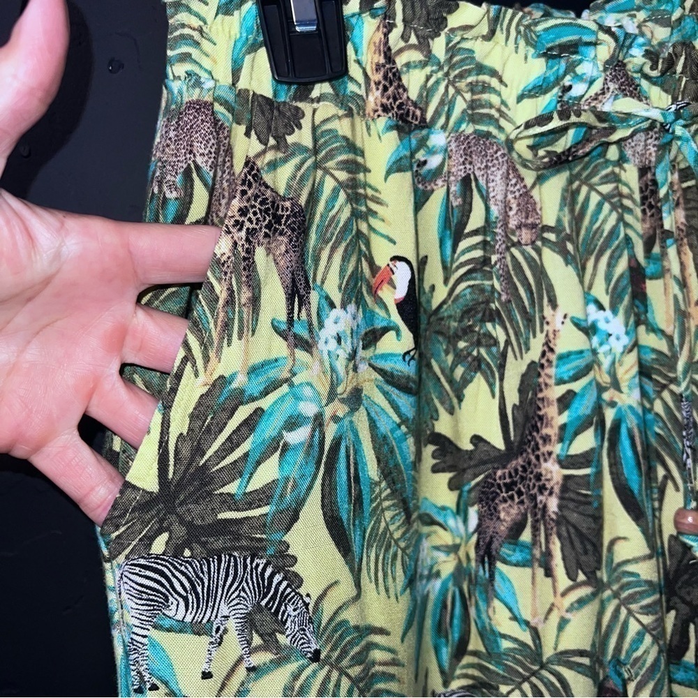 JANE + DELANCEY Women set Green Jungle Print Button Down Shirt XL Animals Zebra - Picture 14 of 17